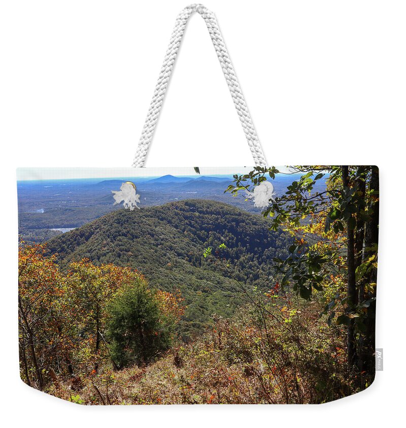 Mountains Weekender Tote Bag featuring the photograph A Fall Georgia Mountain Glimpse by Ed Williams