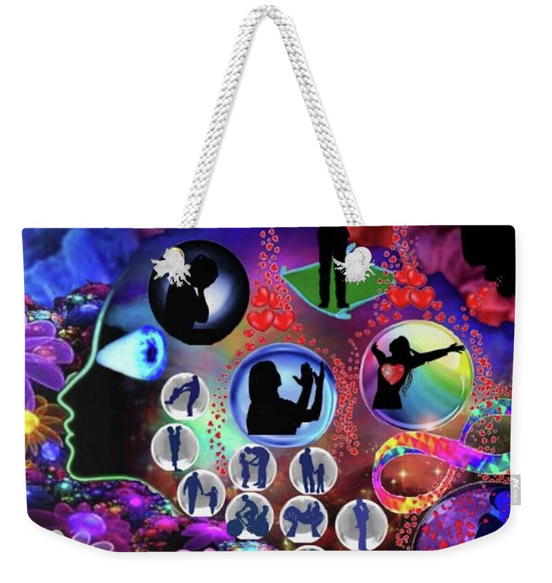 A Fathers Love Poem Weekender Tote Bag featuring the digital art A Fathers Love, A Daughters Minds Eye by Stephen Battel