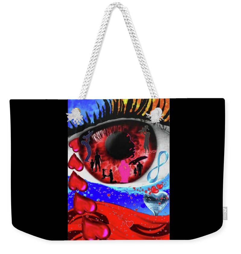A Fathers Love Poem Weekender Tote Bag featuring the digital art A Fathers Love Beholders Eye by Stephen Battel