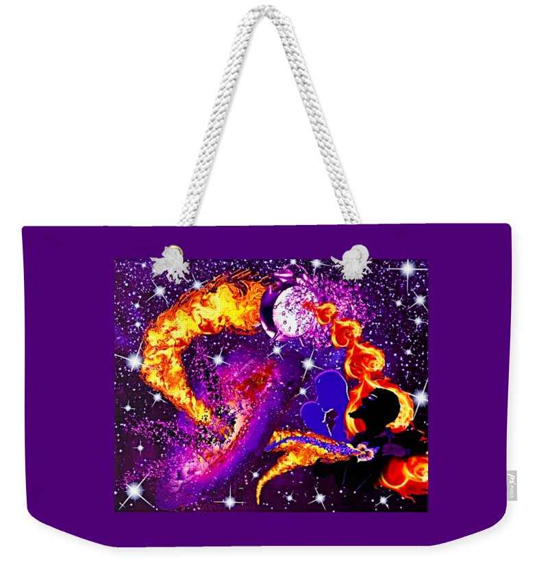 A Fathers Love Poem Weekender Tote Bag featuring the digital art A Fathers Love Not Bound By Space Or Time by Stephen Battel
