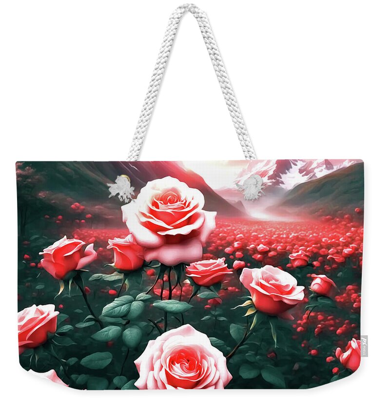 Roses Weekender Tote Bag featuring the digital art A Field of Roses by Eddie Eastwood