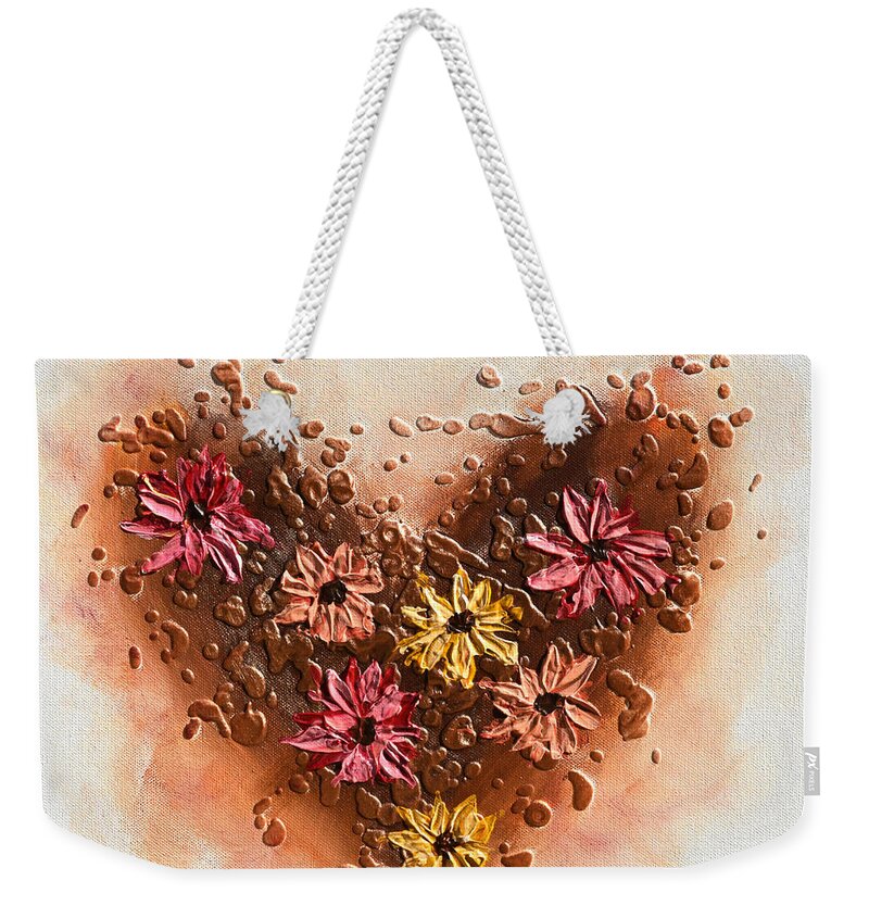 Heart Weekender Tote Bag featuring the painting A floral Heart by Amanda Dagg