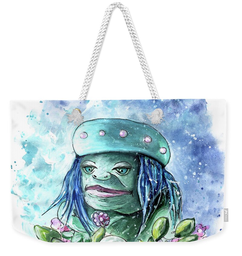 Travel Weekender Tote Bag featuring the painting A Frog Queen In Penzance by Miki De Goodaboom