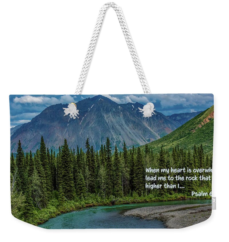 Alaska Weekender Tote Bag featuring the photograph A Higher Rock by Marcy Wielfaert