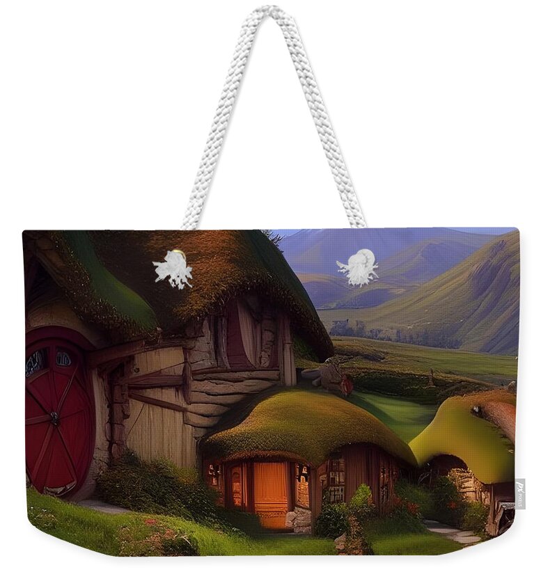 Hobbits Weekender Tote Bag featuring the digital art A Hobbits Home by Angela Hobbs