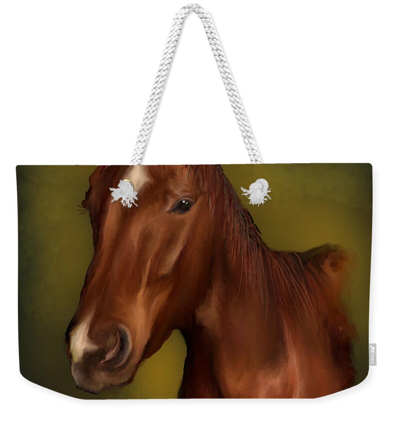 Horse Weekender Tote Bag featuring the digital art A Horse with no name by Darren Cannell