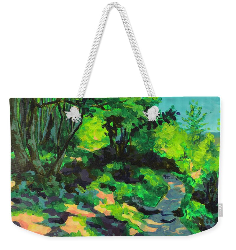 Houston Weekender Tote Bag featuring the painting A Light on my Path by Allison Fox