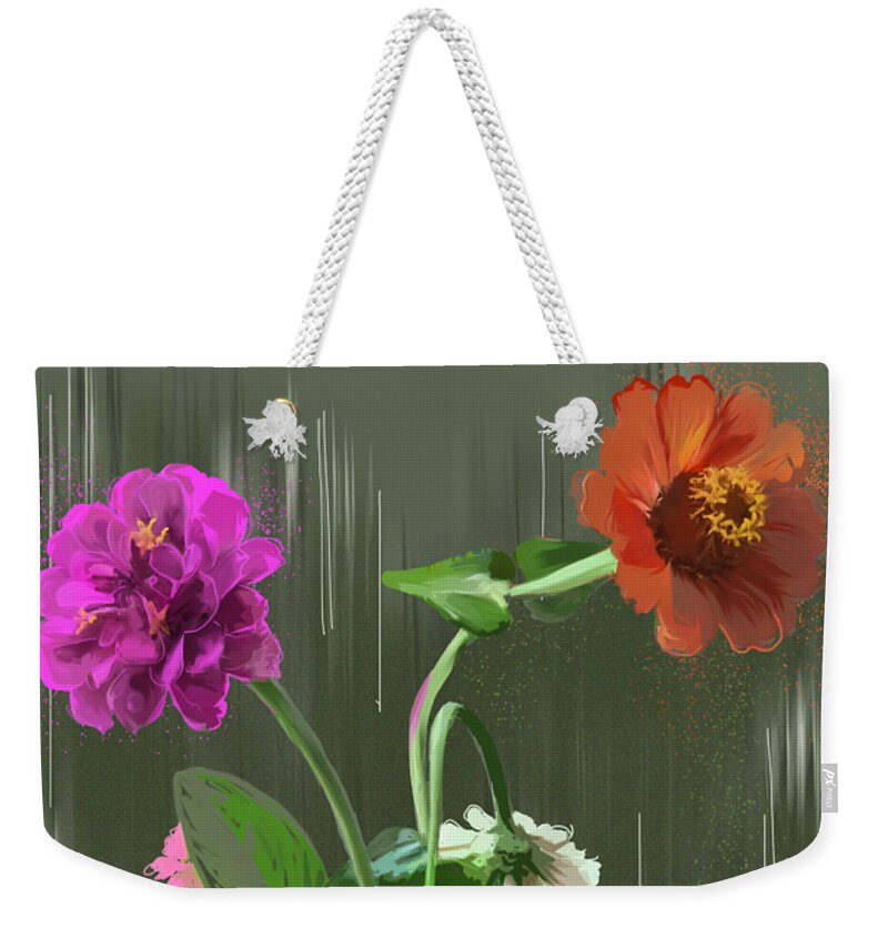 Flowers Weekender Tote Bag featuring the digital art A Little Ornament by Gina Harrison