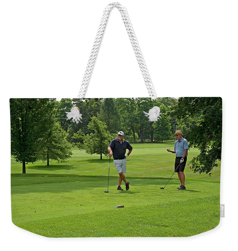 Golfers Weekender Tote Bag featuring the photograph A Little Trash Talk by Jill Love