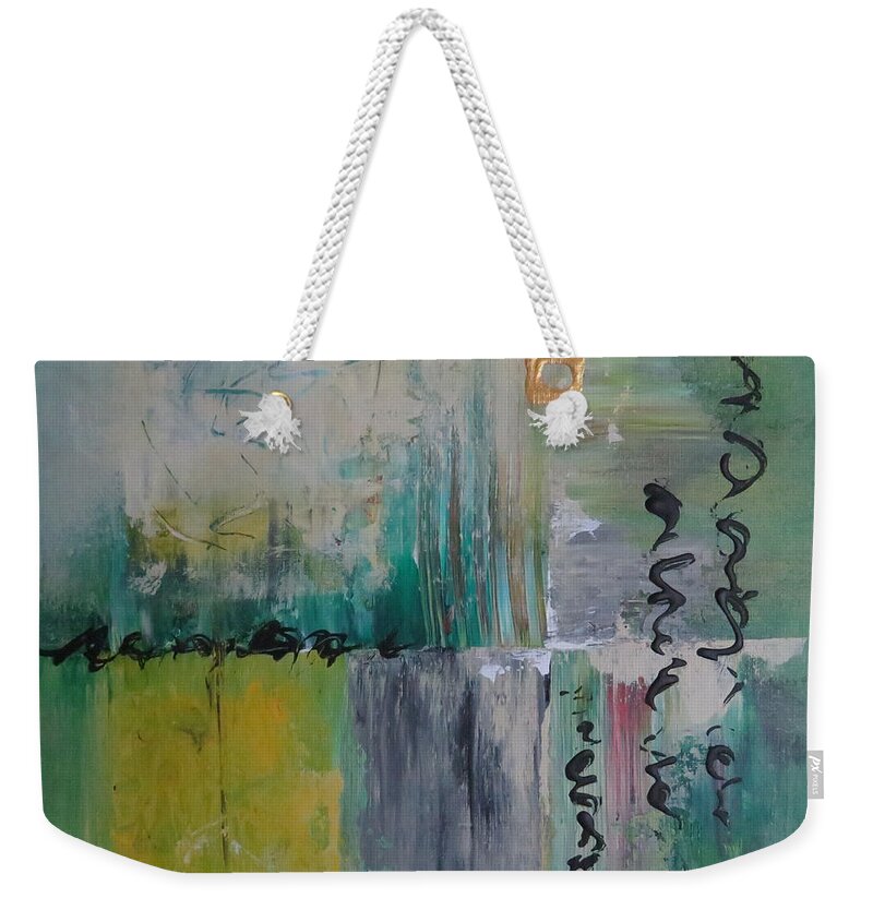 Abstract Weekender Tote Bag featuring the painting A Message From The Other World by Raymond Fernandez