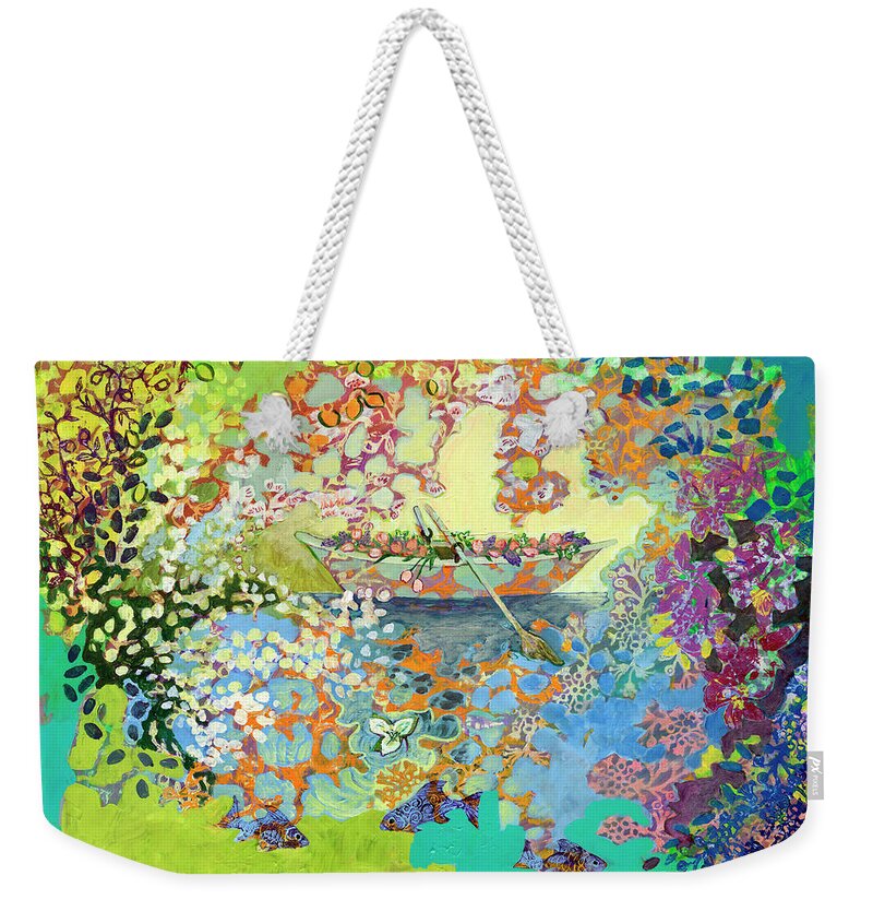 Boat Weekender Tote Bag featuring the painting A Moment of Reflection by Jennifer Lommers