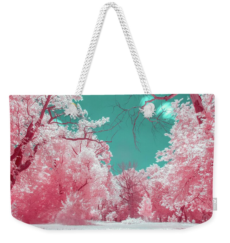 Pink Weekender Tote Bag featuring the photograph A Park in Pink by Auden Johnson
