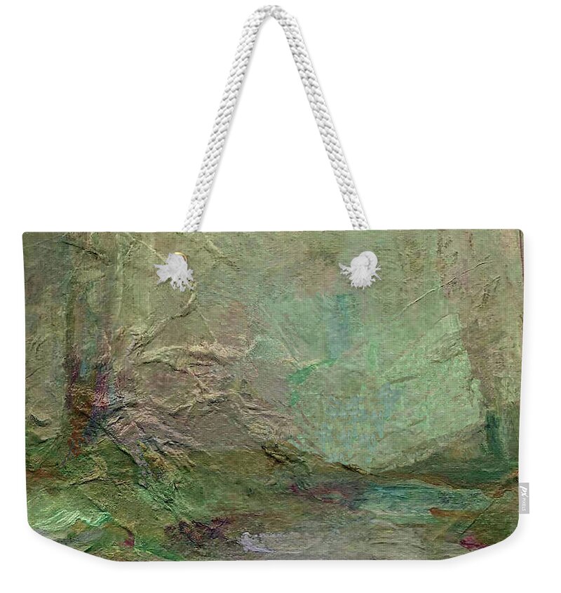 Misty Forest Weekender Tote Bag featuring the painting A Place in Time by Mary Wolf