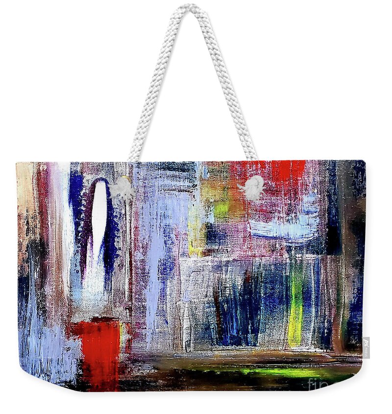 Abstract Weekender Tote Bag featuring the painting A Point Of View by Eileen Kelly