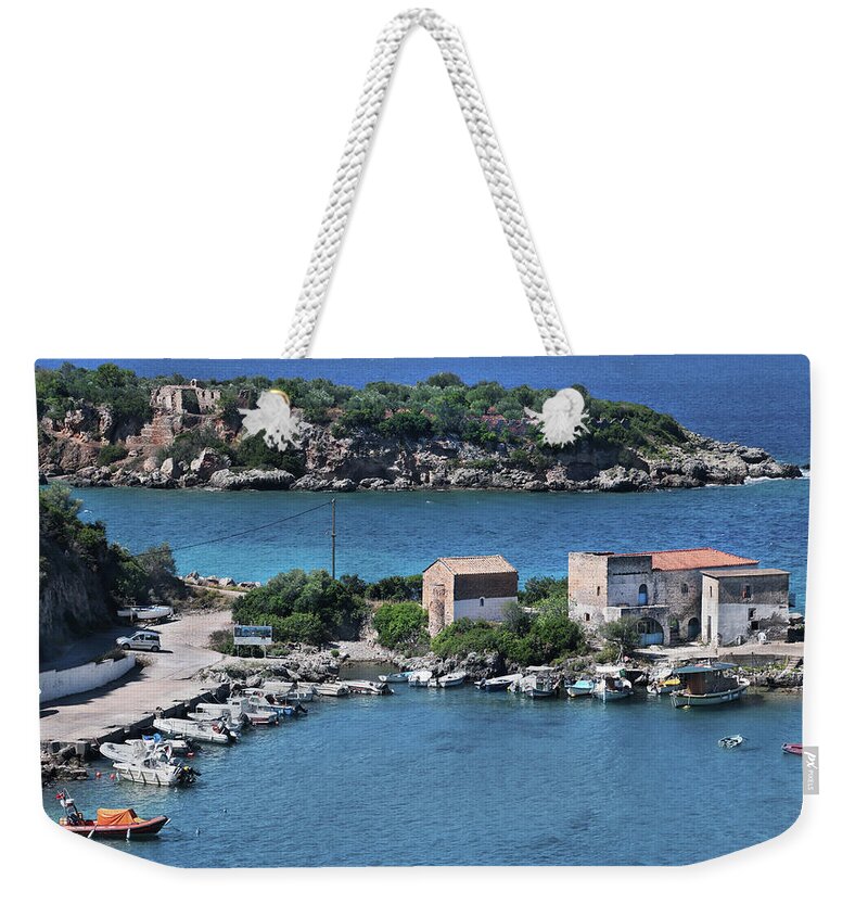Water Weekender Tote Bag featuring the photograph A Postcard from Greece by Aleksander Rotner