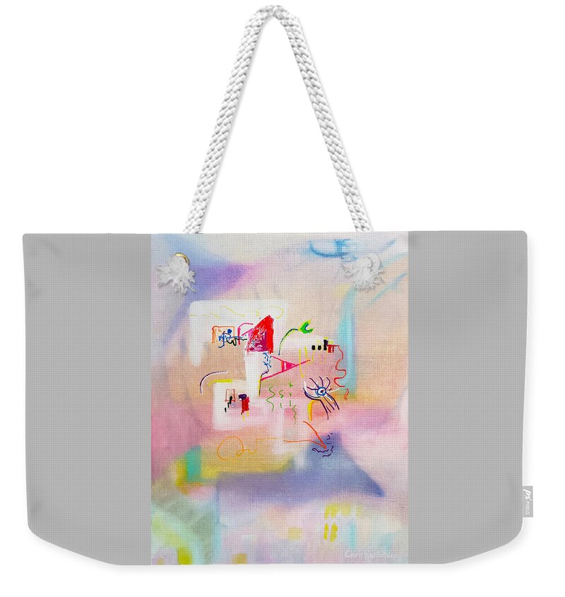 Abstract Weekender Tote Bag featuring the painting A Queen Triggerfish Tale by Christine Bolden