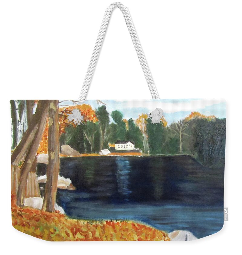 Maine Weekender Tote Bag featuring the painting A Quiet Day by Linda Feinberg