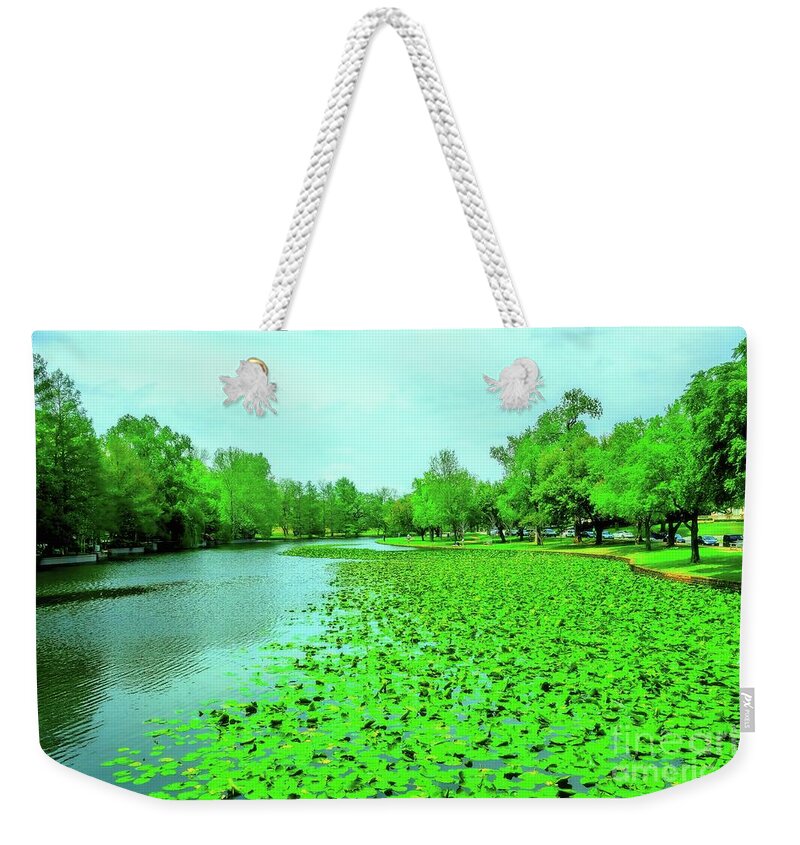 Landscape Weekender Tote Bag featuring the photograph A River of Lillies by Diana Mary Sharpton