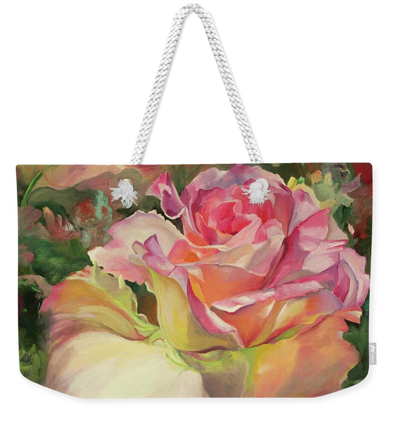 Flowers Weekender Tote Bag featuring the painting A Rose is a Rose by Radha Rao