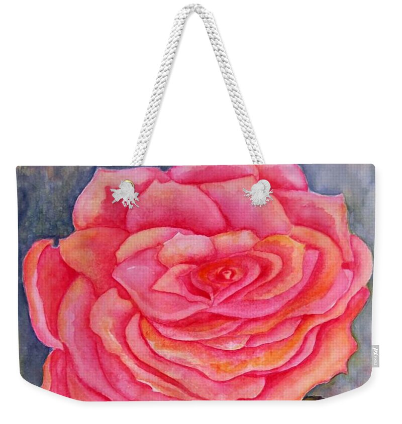 Rose Weekender Tote Bag featuring the painting A Rose is a Rose by Vallee Johnson