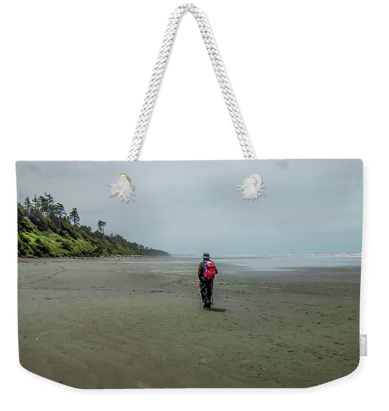 Kalalaloch Beach Weekender Tote Bag featuring the photograph A Solitary Walk by Doug Scrima