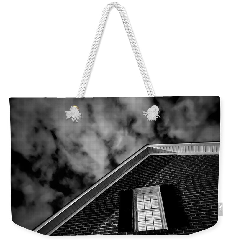 House Weekender Tote Bag featuring the photograph A Strange Thursday Night at Home BW by Lee Darnell