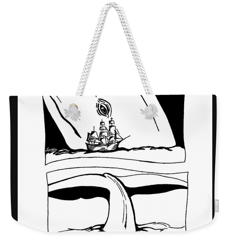 Whale Weekender Tote Bag featuring the drawing A Tail of A Whale by Leara Nicole Morris-Clark