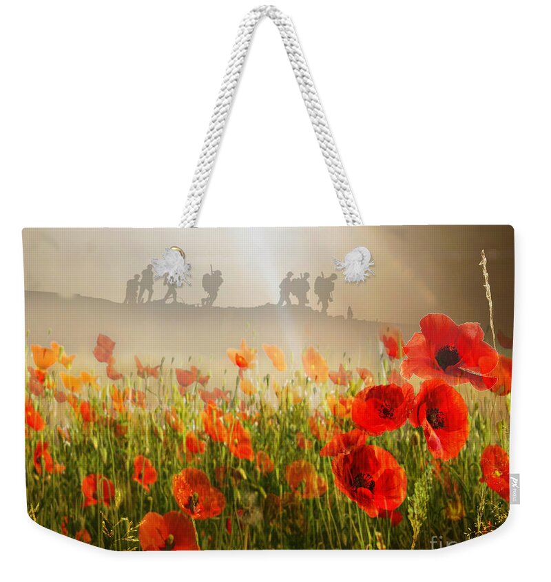 Armistace Day Weekender Tote Bag featuring the mixed media A Time to Remember by Morag Bates
