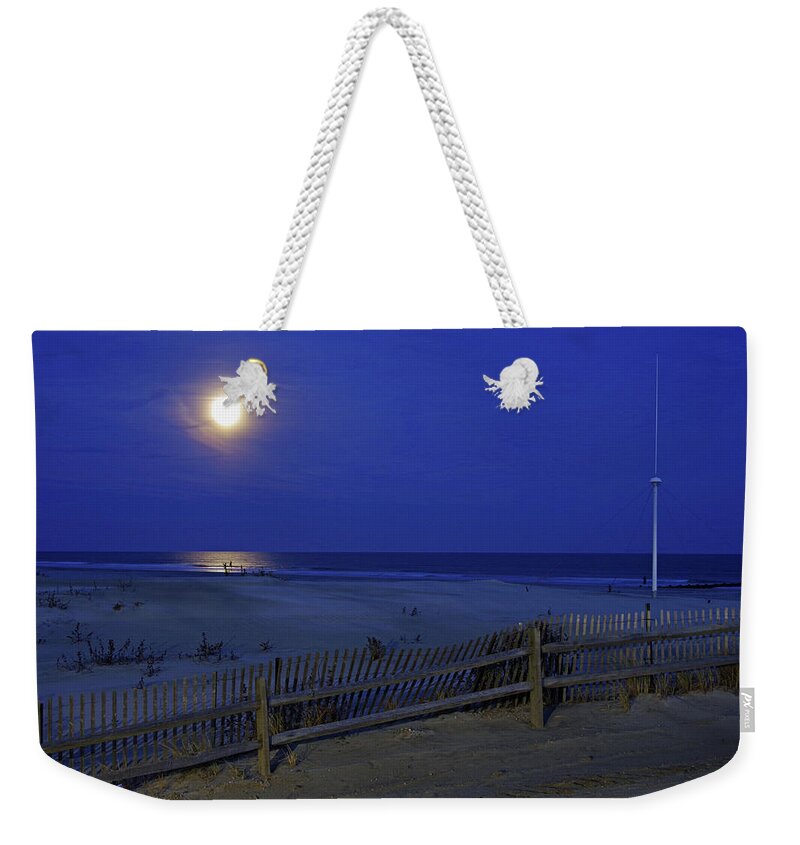 Full Moon Weekender Tote Bag featuring the photograph A View From Seaport Pier by Greg Graham