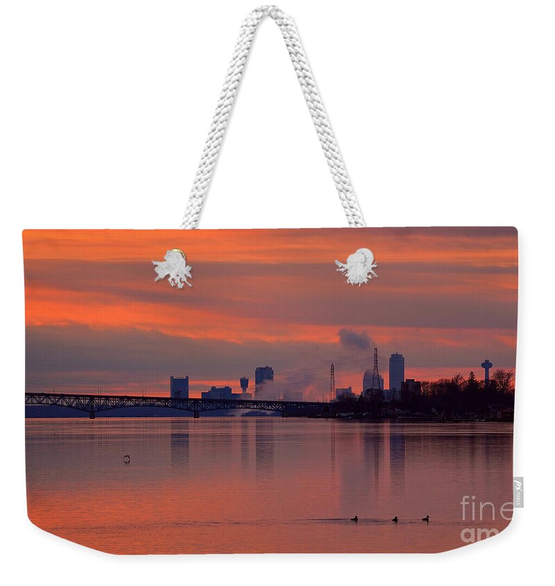 A Wild Life On The Water River Weekender Tote Bag featuring the photograph A WildLife on the Upper Niagara by Tony Lee
