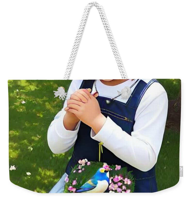 Girl Weekender Tote Bag featuring the digital art A Wing and a Prayer by Denise F Fulmer