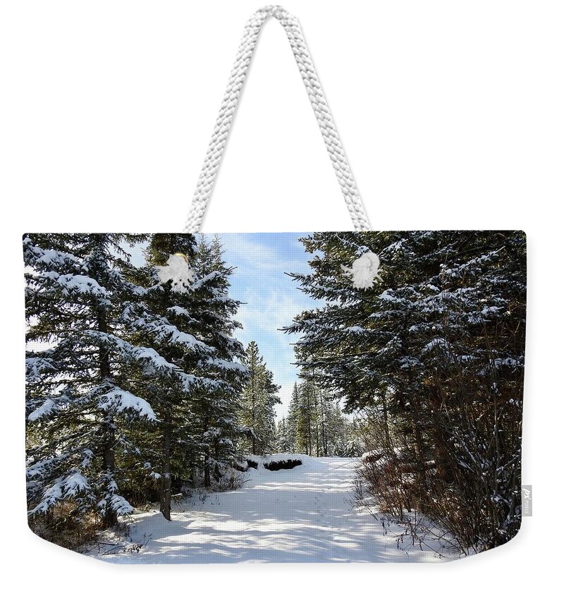 A Winter Trail Weekender Tote Bag featuring the photograph A Winter Trail by Nicola Finch