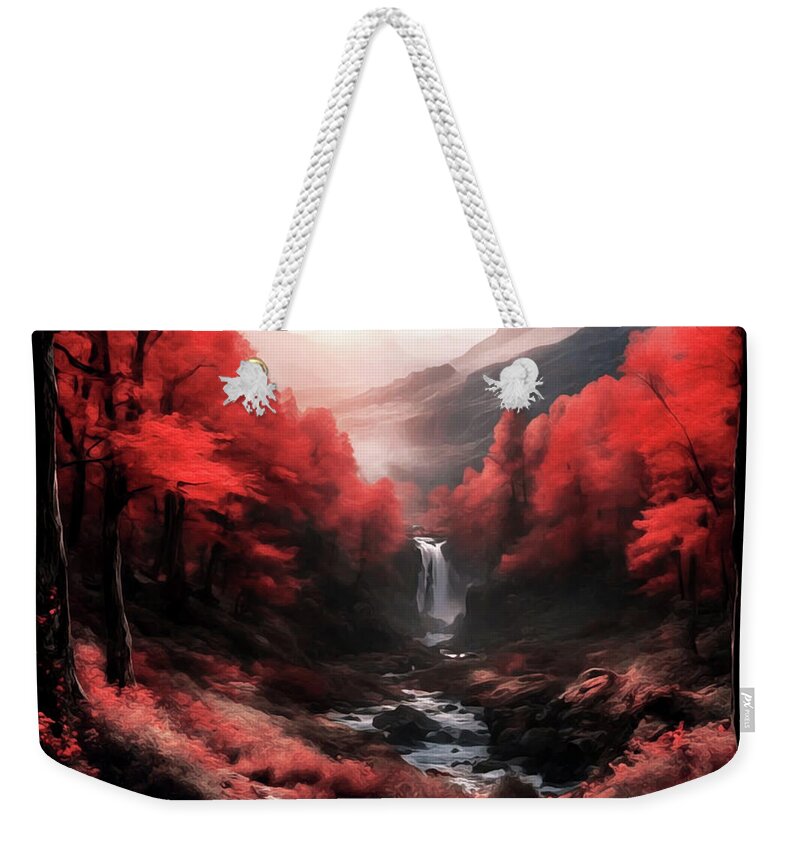 Landscape Weekender Tote Bag featuring the digital art A Wonderful Waterfall by Eddie Eastwood