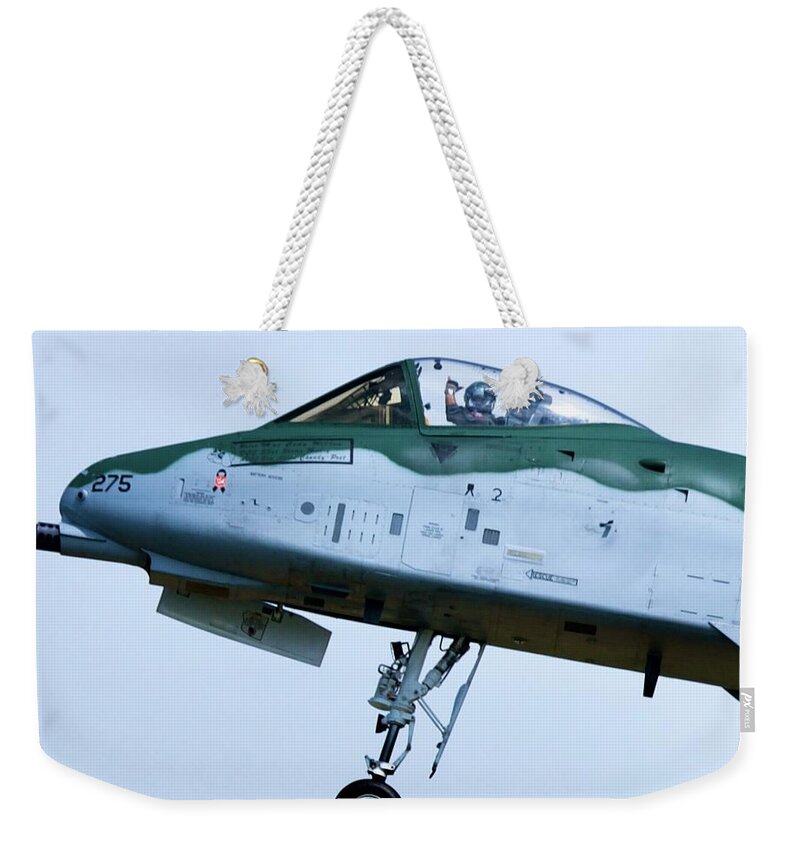 A10 Weekender Tote Bag featuring the photograph Warthog Salute by Greg Hayhoe