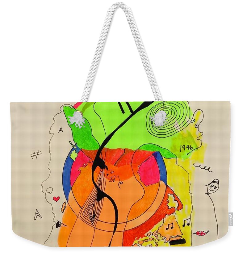  Weekender Tote Bag featuring the mixed media A2262A xoxo by Lew Hagood