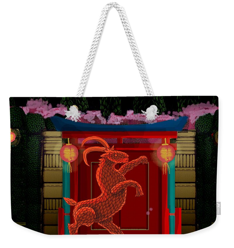 Goat Weekender Tote Bag featuring the digital art A3 Chinese Goat by Donna Huntriss