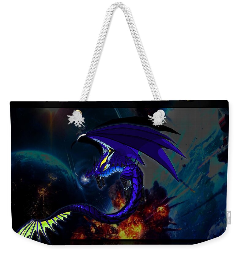 Dragon Weekender Tote Bag featuring the digital art A'ar Quintas The Destroyer by Shawn Dall