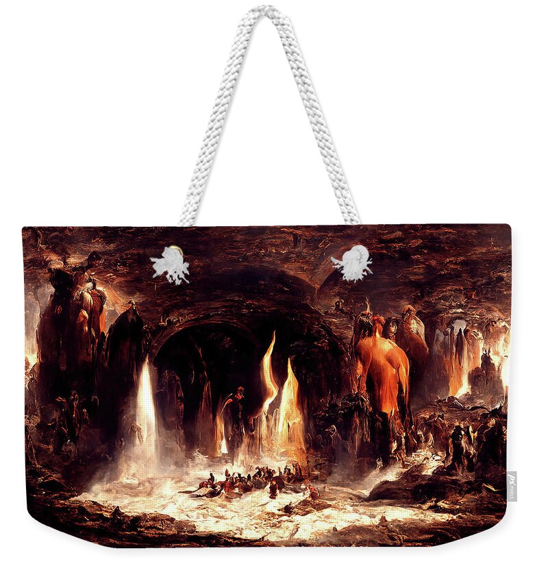 Dante Weekender Tote Bag featuring the painting Abandon all hope, you who enter here, 02 by AM FineArtPrints