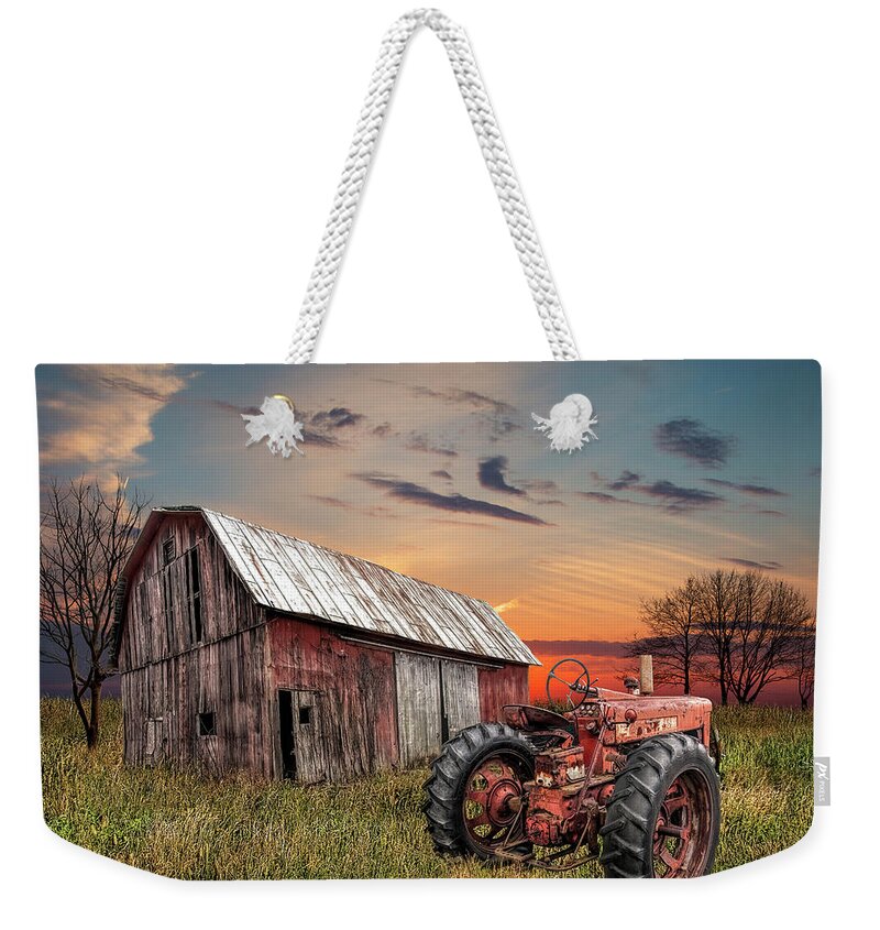 Art Weekender Tote Bag featuring the photograph Abandoned Farmall Tractor and Barn by Randall Nyhof