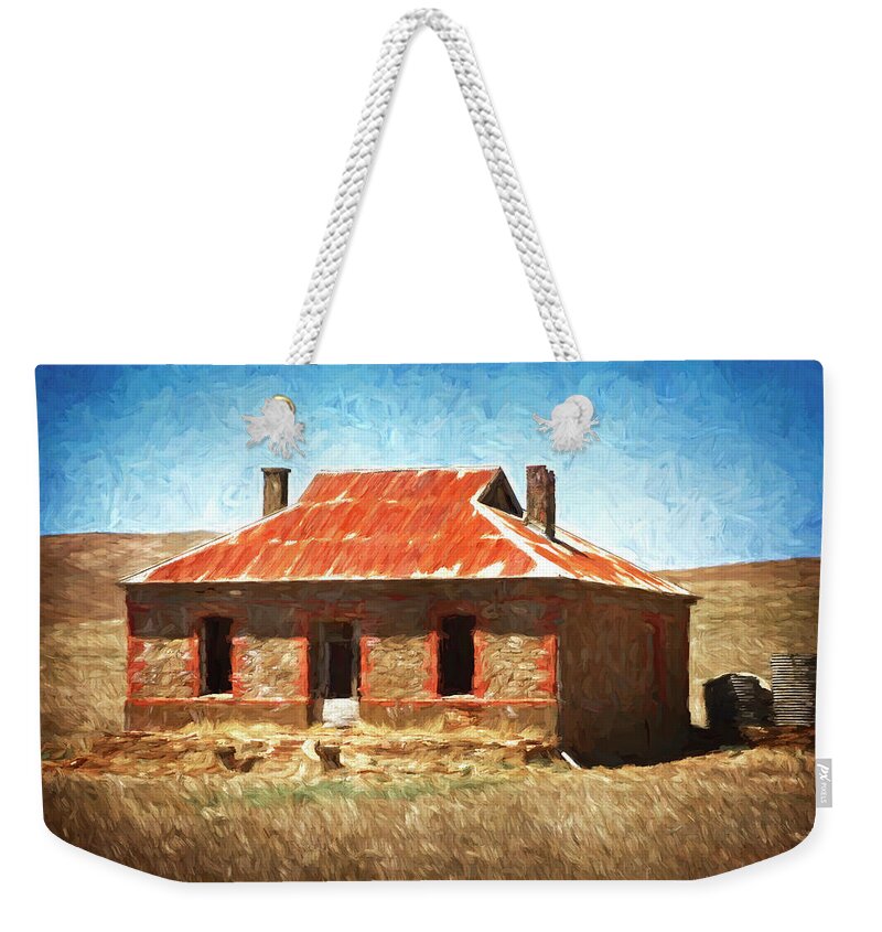 Farm Weekender Tote Bag featuring the digital art Abandoned Farmhouse by Wayne Sherriff