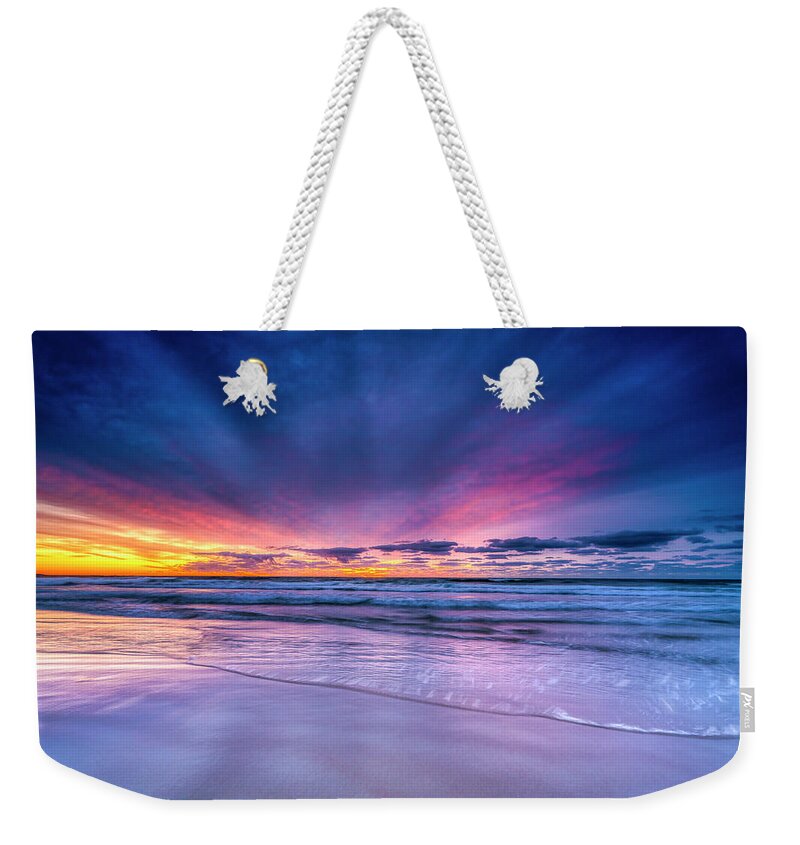 Footbridge Beach Weekender Tote Bag featuring the photograph Ablaze with Brilliance by Penny Polakoff