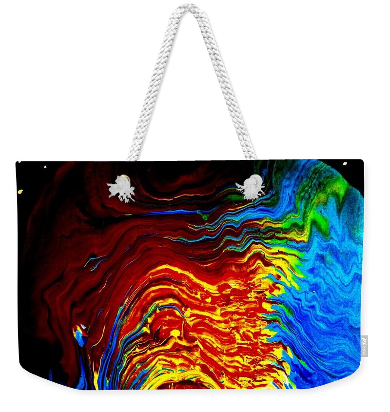 Earth Fire Above Water Weekender Tote Bag featuring the painting Above the Earth by Anna Adams