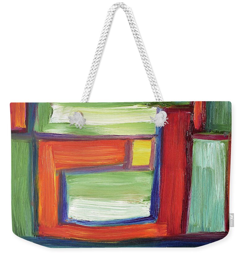 Abstract Weekender Tote Bag featuring the painting Abstract 29 by Maria Meester