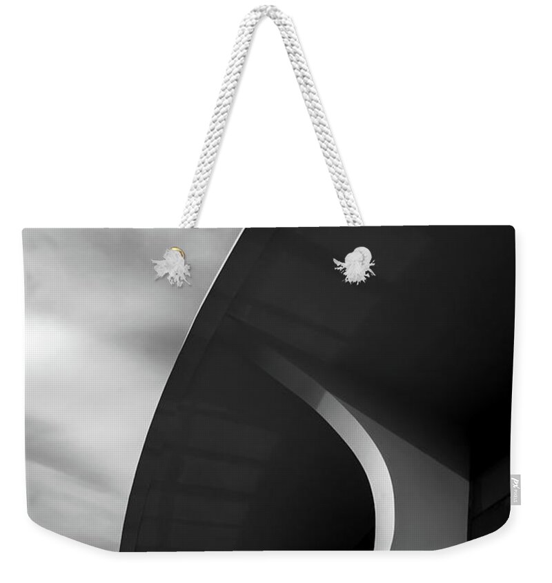 Architecture Weekender Tote Bag featuring the photograph Abstract architecture design. Black and white futuristic exterio by Michalakis Ppalis