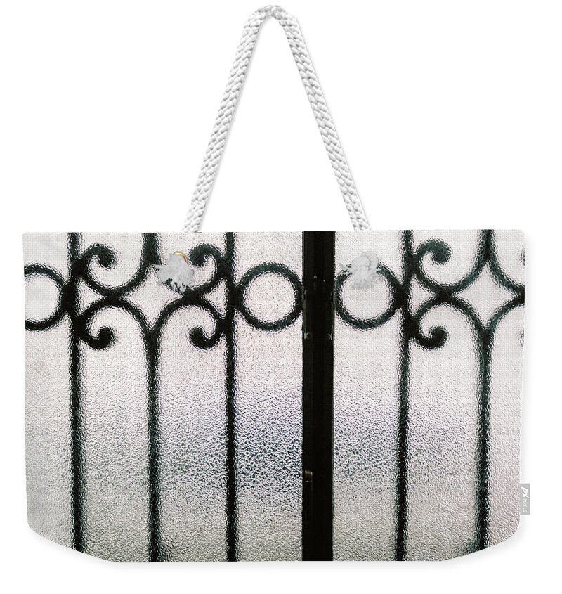 Abstract Weekender Tote Bag featuring the photograph Abstract black and white background portal by Barthelemy De Mazenod