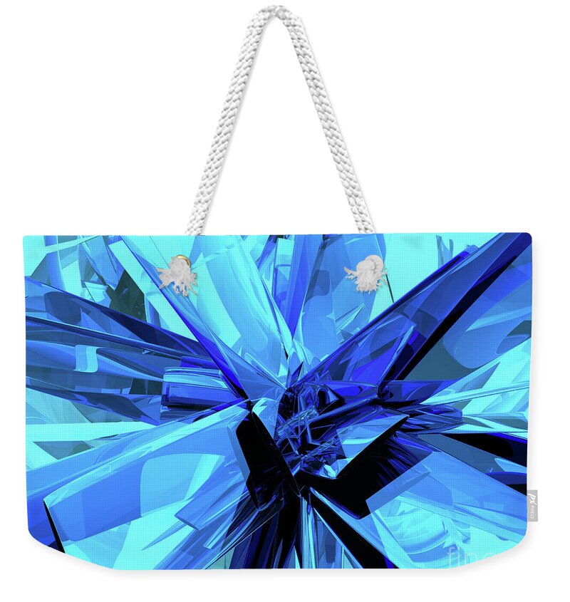 Blue Weekender Tote Bag featuring the digital art Abstract Blue Metal by Phil Perkins