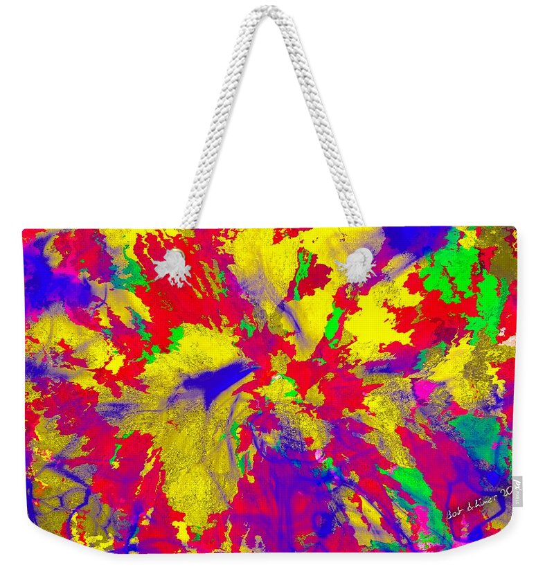 Digital Abstract Colorful Weekender Tote Bag featuring the digital art Abstract by Bob Shimer