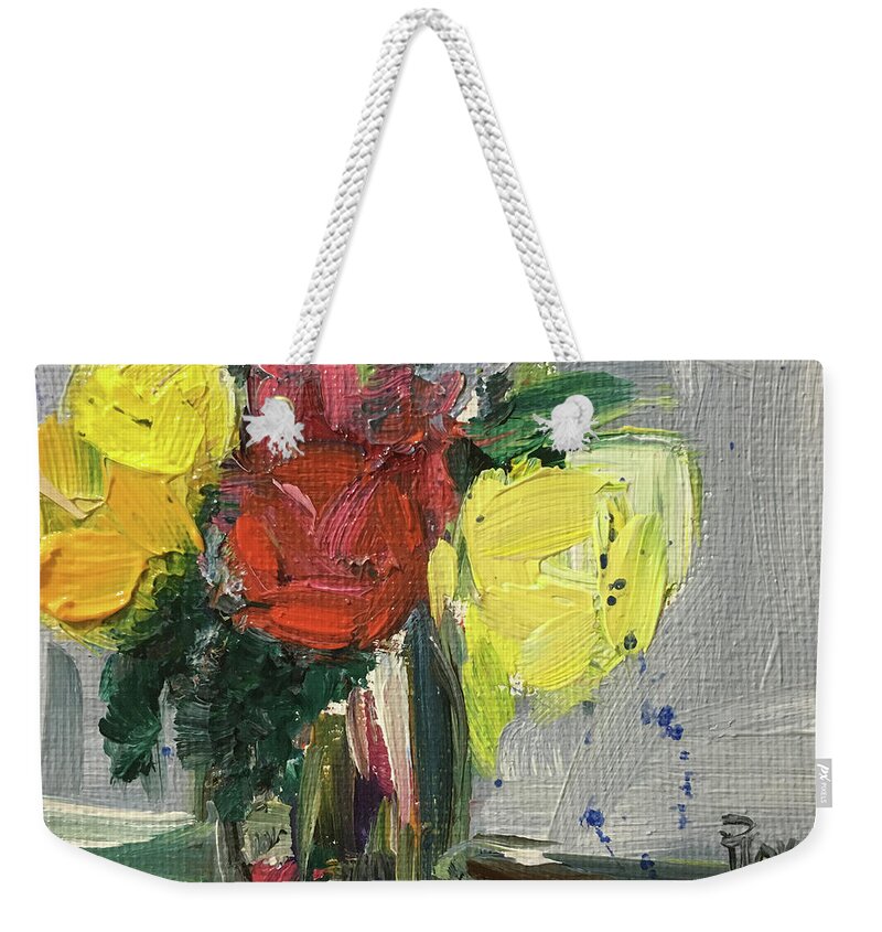 Flowers Weekender Tote Bag featuring the painting Abstract Bunch by Roxy Rich