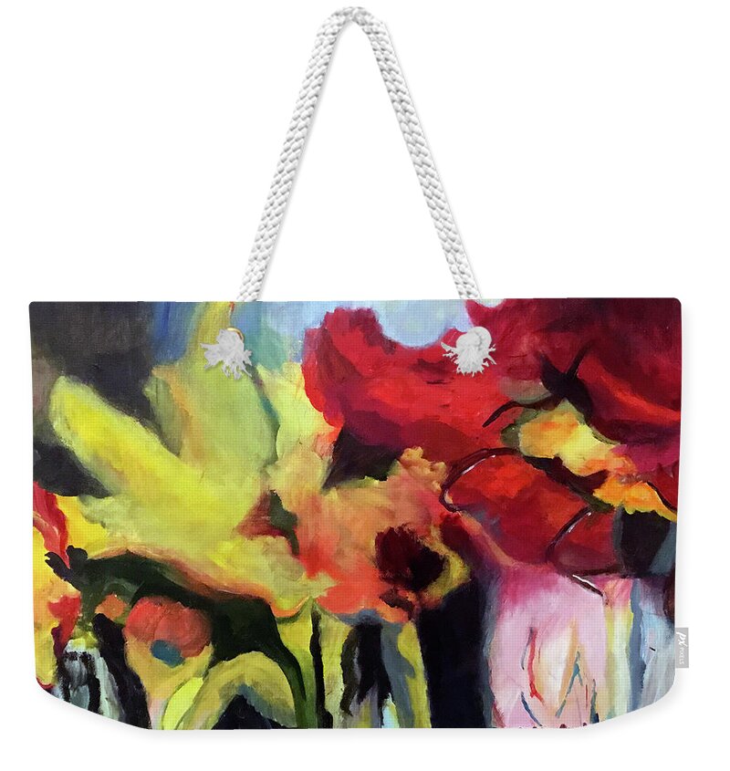 Watercolor Weekender Tote Bag featuring the painting Flowers sensuality by Genevieve Holland