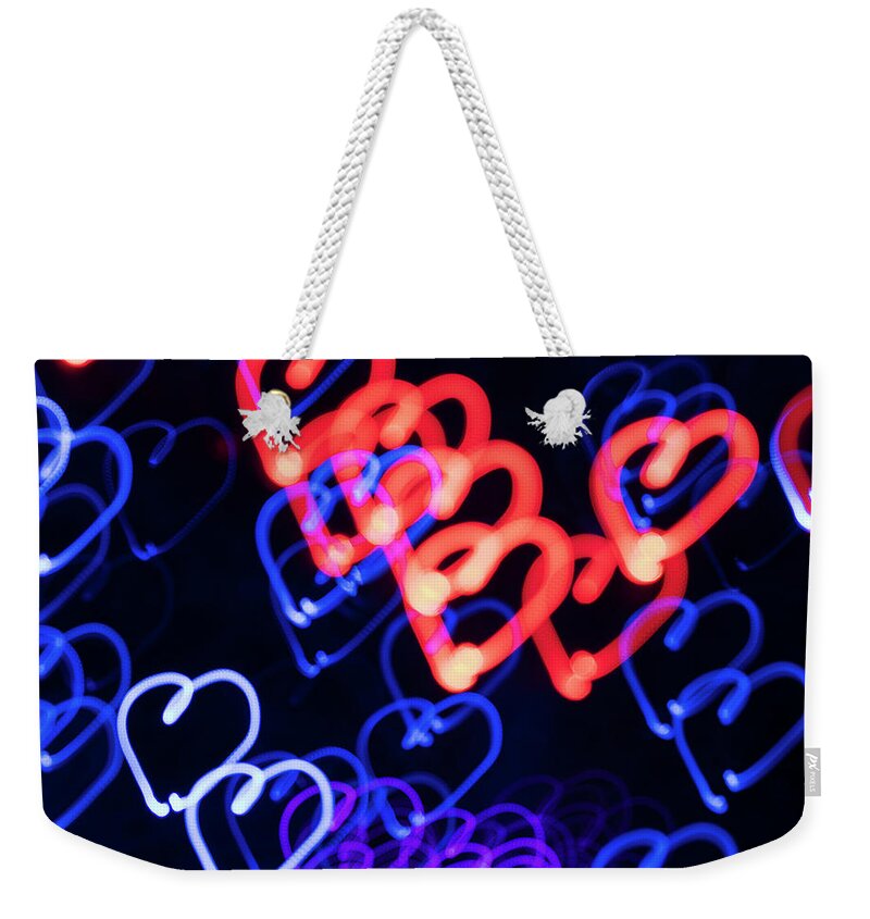 Abstract Weekender Tote Bag featuring the photograph Abstract Hearts Face Mask by Alan Bland